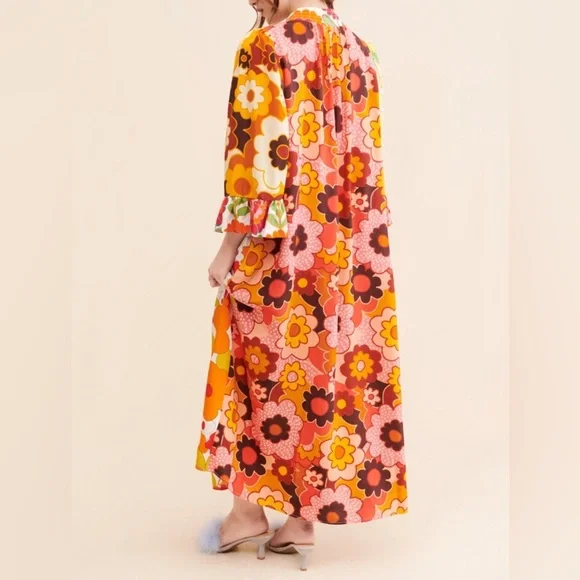CeliaB Titanite Duster Kaftan in a multicolor floral mixed print Size S - Picture 8 of 13